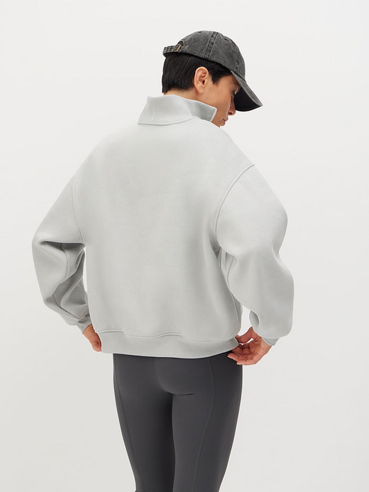 Grey-Blue Thermal Quarter-Zip Sweatshirt