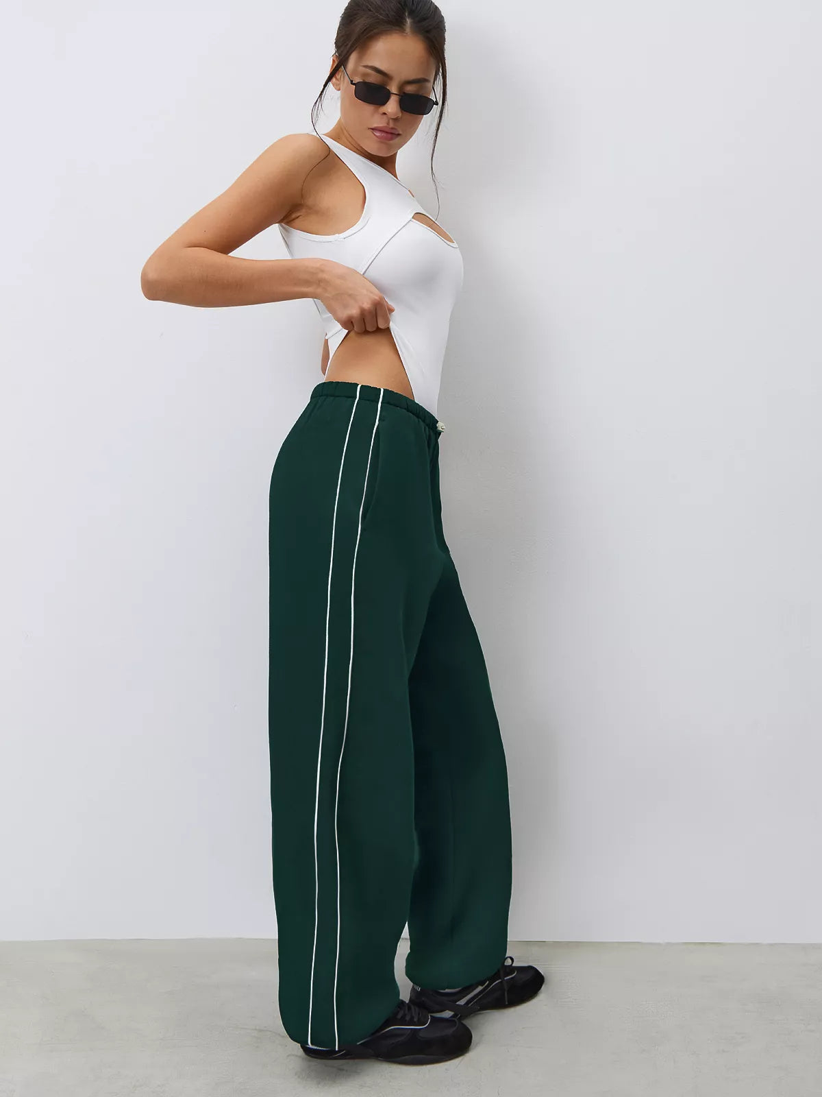 Green Piping Detail Joggers
