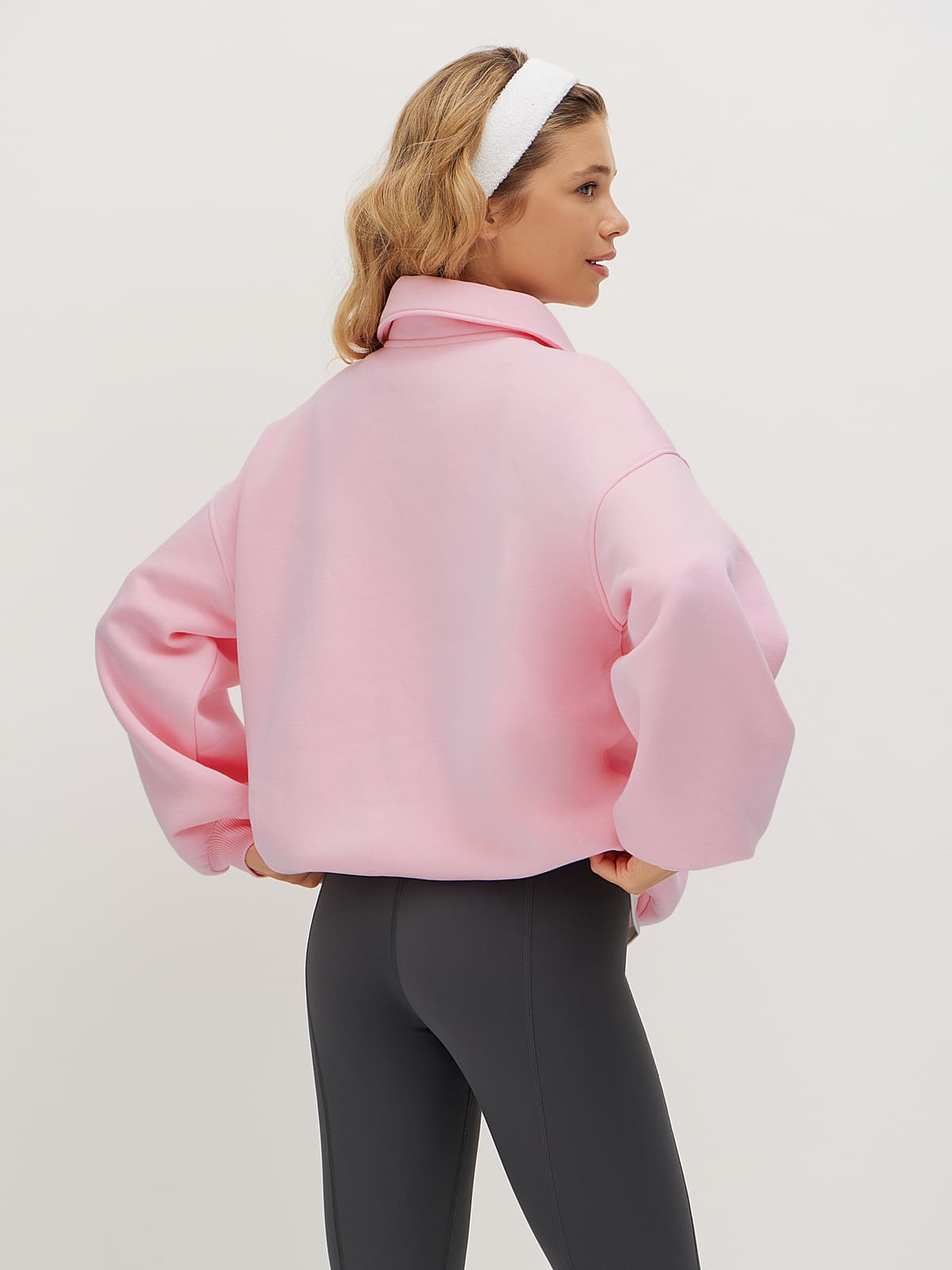 Oversized Fleece-Lined Polo Sweatshirt