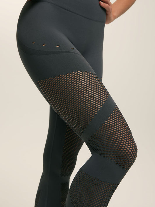 Seamless High-Rise Leggings with Laser-Cut Perforated Detail