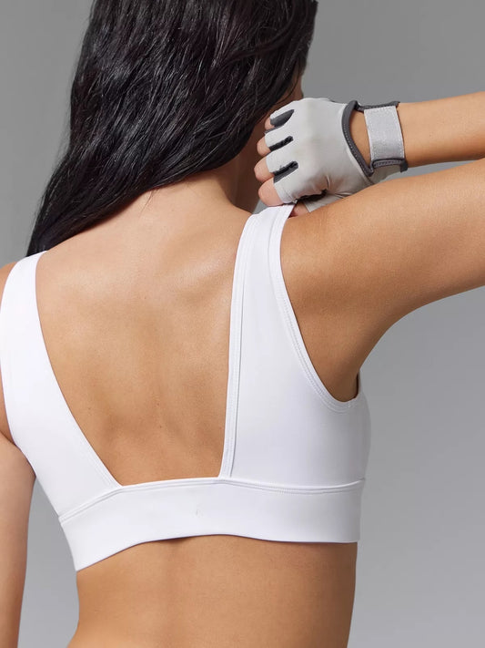 Classic White Athletic Bra with Wide Shoulder Straps