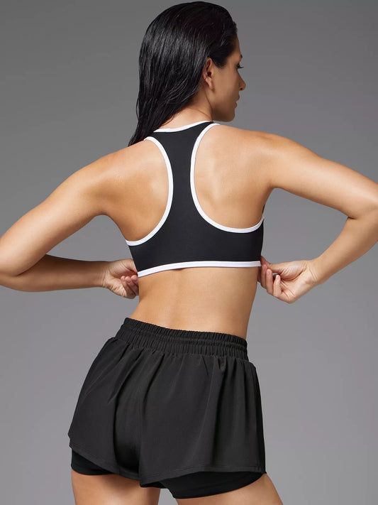 Contrast Piping Sports Bra