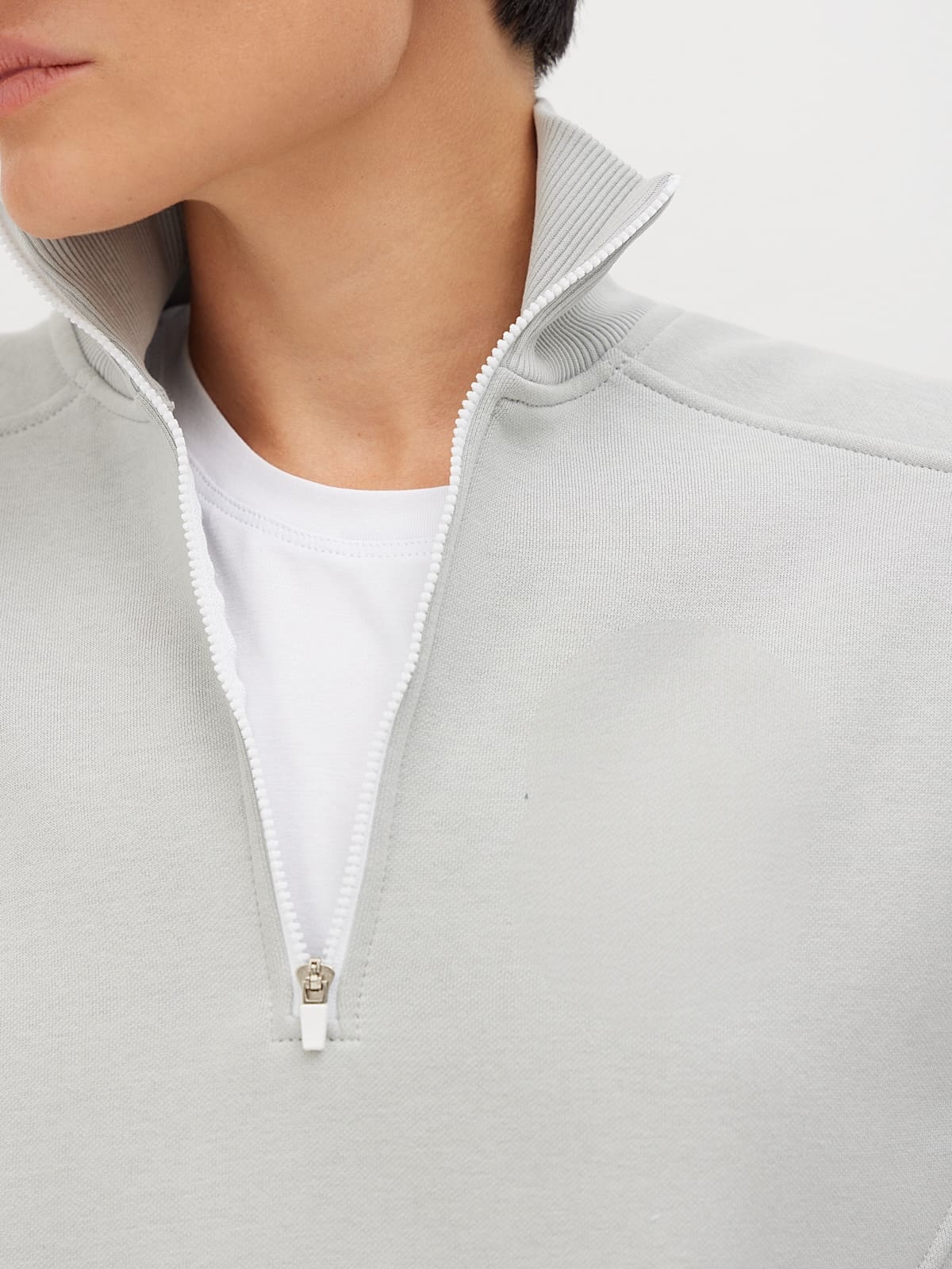 Grey-Blue Thermal Quarter-Zip Sweatshirt